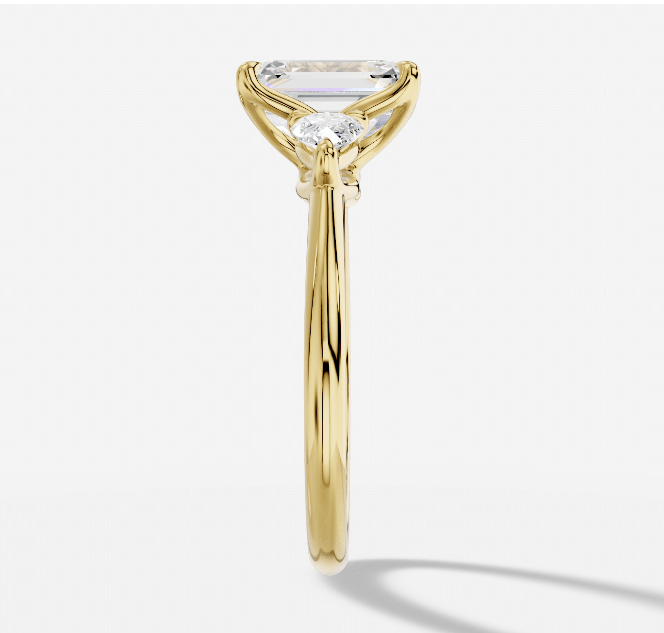 Emerald Cut Three Stone Diamond Ring in 18K Yellow Gold - Image 5