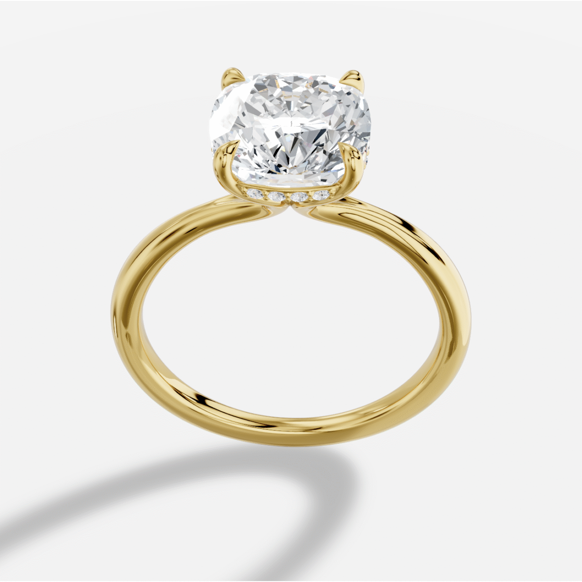 Cushion  Diamond Ring in 18K Yellow Gold