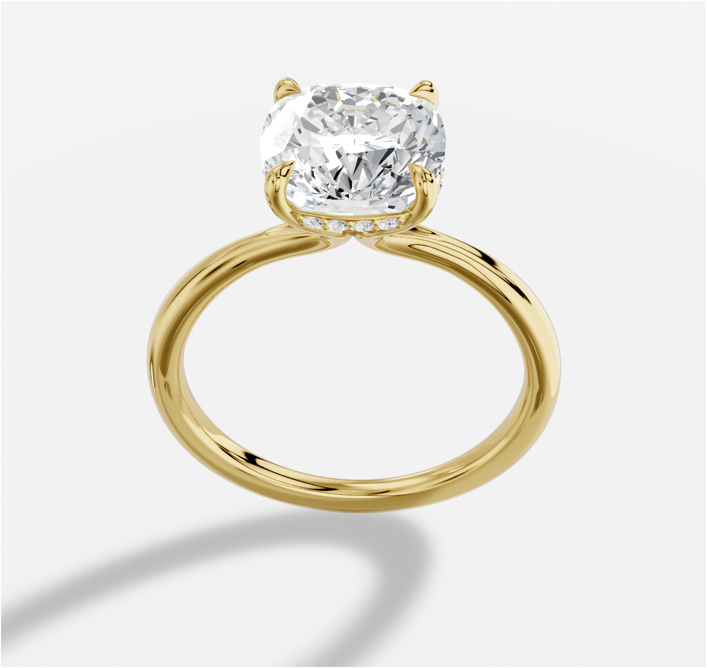 Cushion  Diamond Ring in 18K Yellow Gold