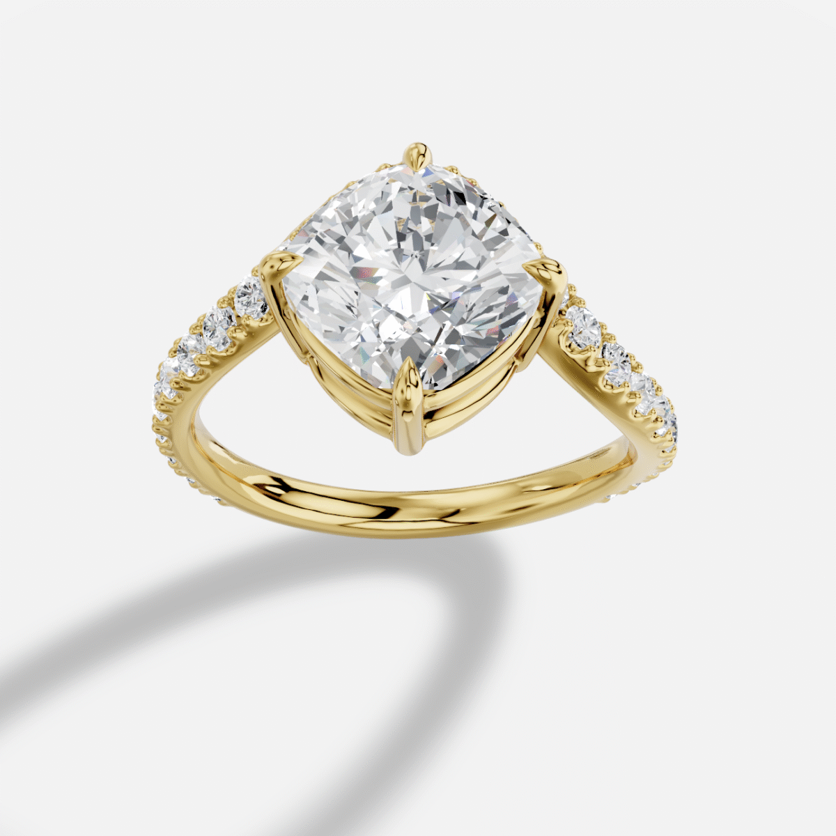 Cushion  Diamond Ring in 18K Yellow Gold