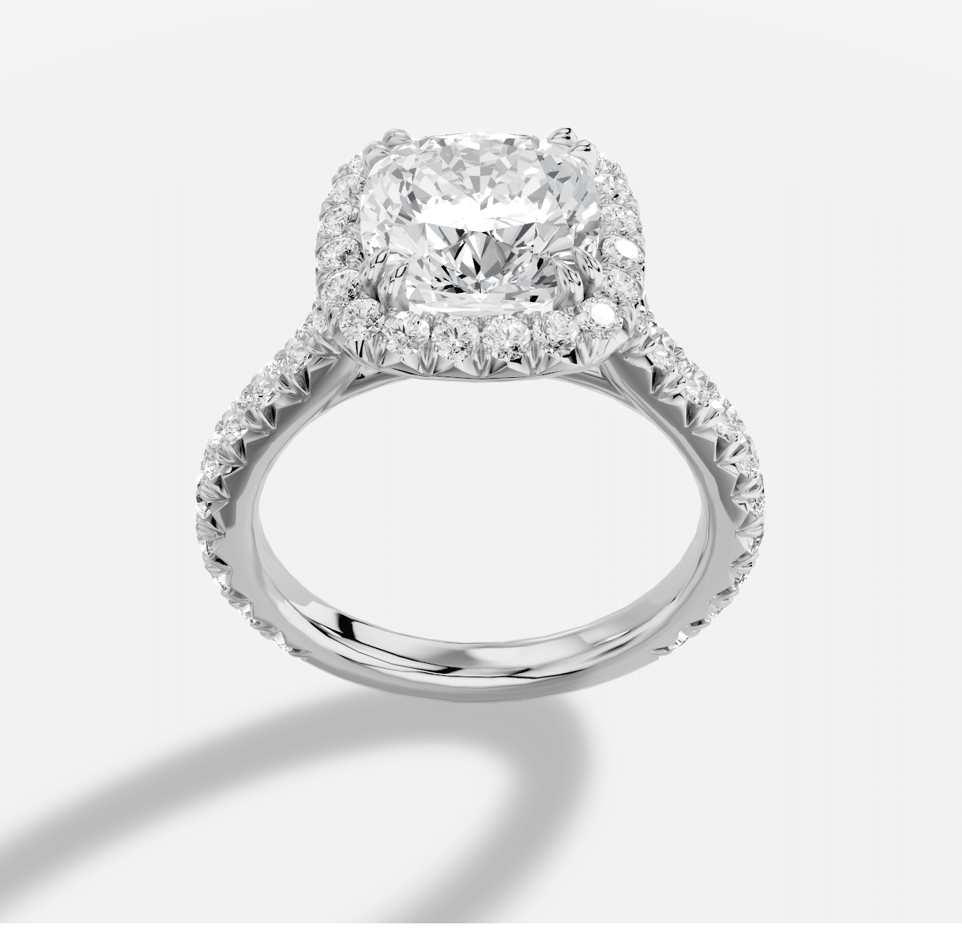 Cushion  Diamond Ring in 18K White Gold