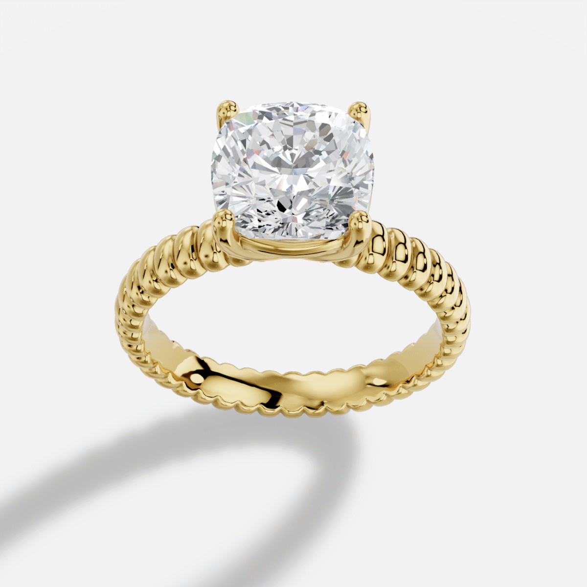 Cushion  Diamond Ring in 18K Yellow Gold