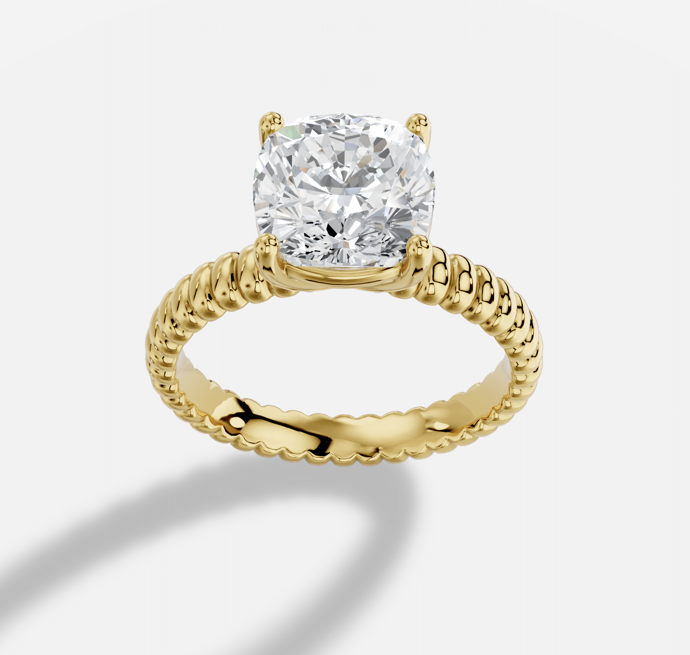 Cushion  Diamond Ring in 18K Yellow Gold