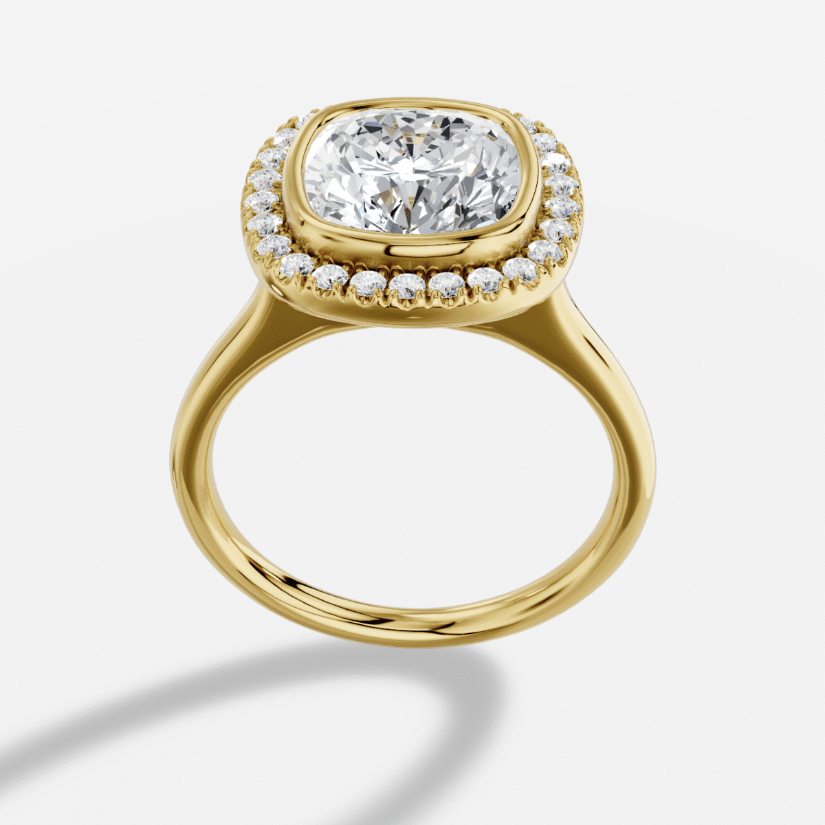 Cushion  Diamond Ring in 18K Yellow Gold