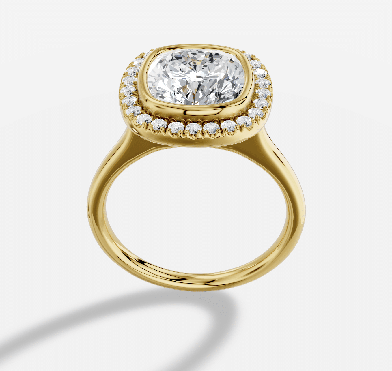 Cushion  Diamond Ring in 18K Yellow Gold