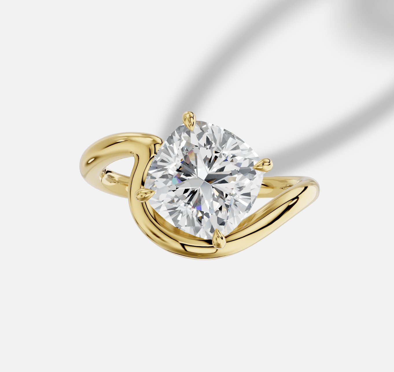 Cushion Diamond Ring in 18K Yellow Gold - Image 3