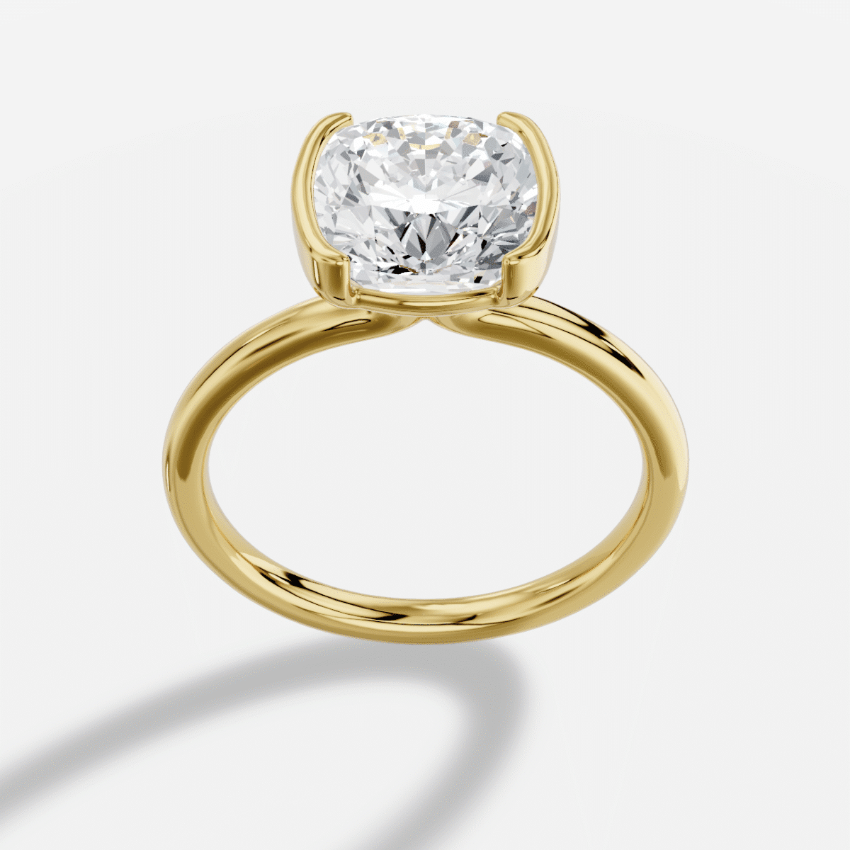 Cushion  Diamond Ring in 18K Yellow Gold