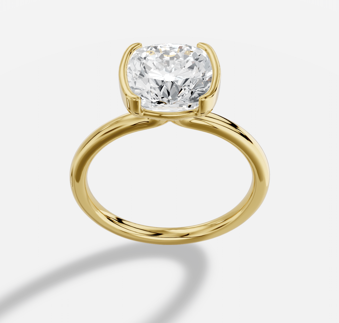 Cushion  Diamond Ring in 18K Yellow Gold