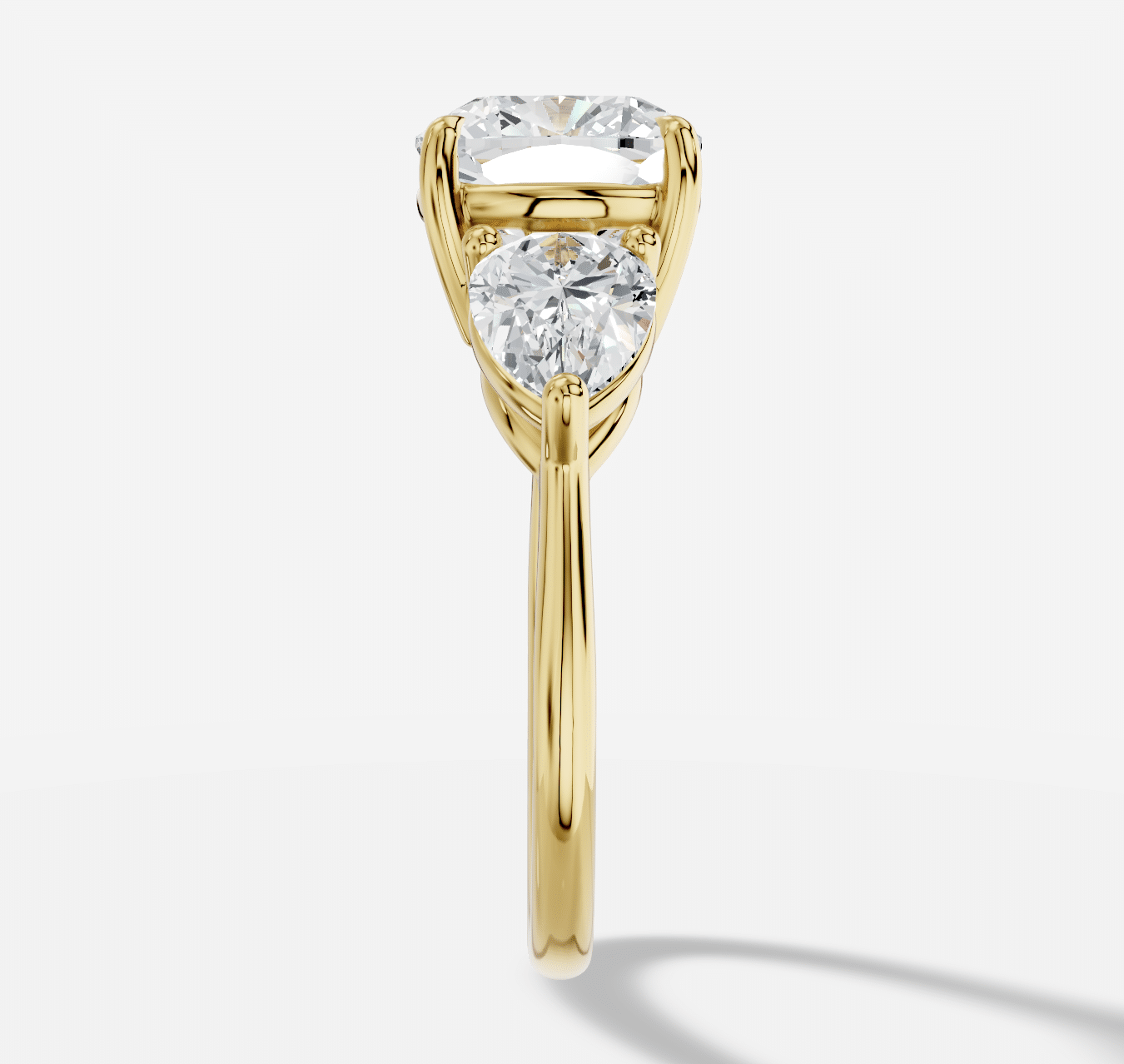 Cushion Three Stone Diamond Ring in 18K Yellow Gold - Image 3