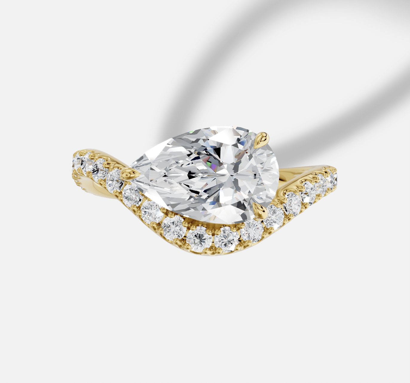 Pear Diamond Ring in 18K Yellow Gold - Image 5