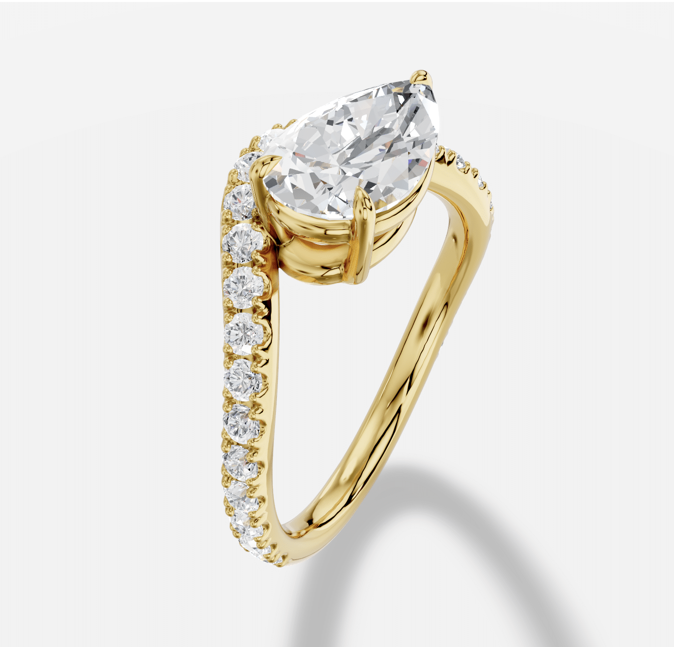 Pear Diamond Ring in 18K Yellow Gold - Image 3