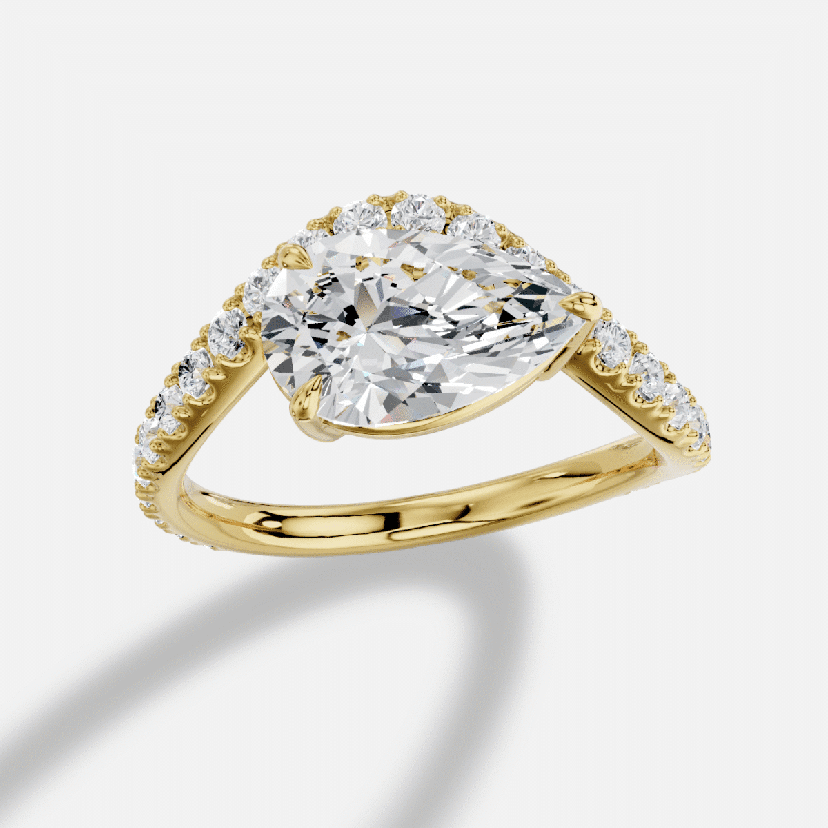 Pear Diamond Ring in 18K Yellow Gold