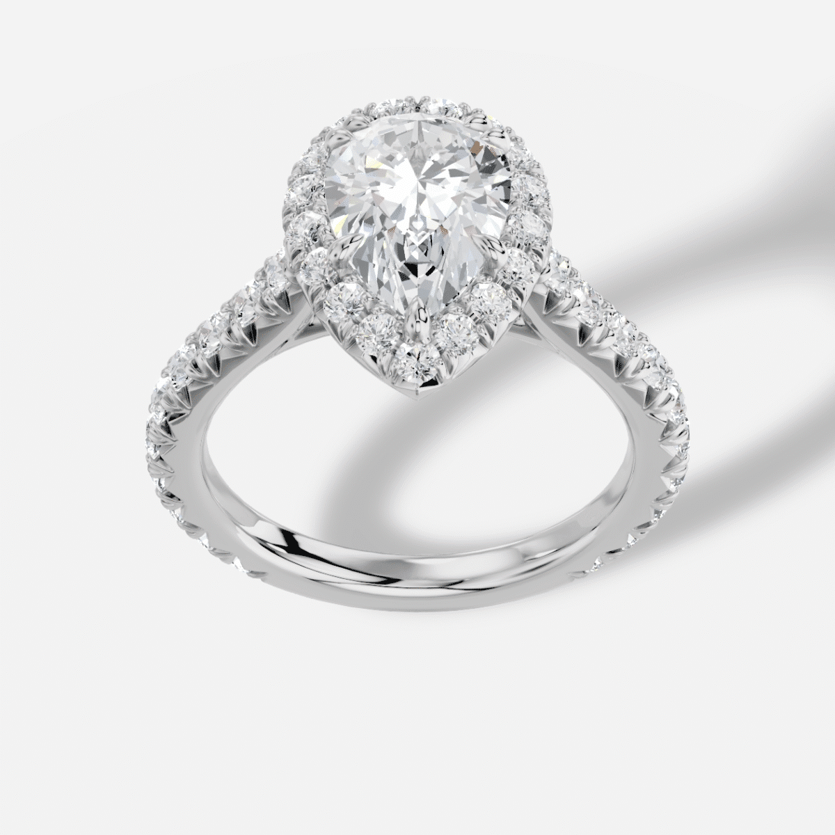 Pear Diamond Ring in 18K White Gold