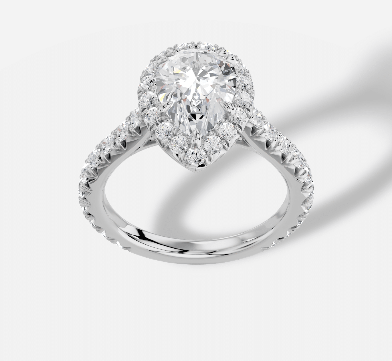 Pear Diamond Ring in 18K White Gold