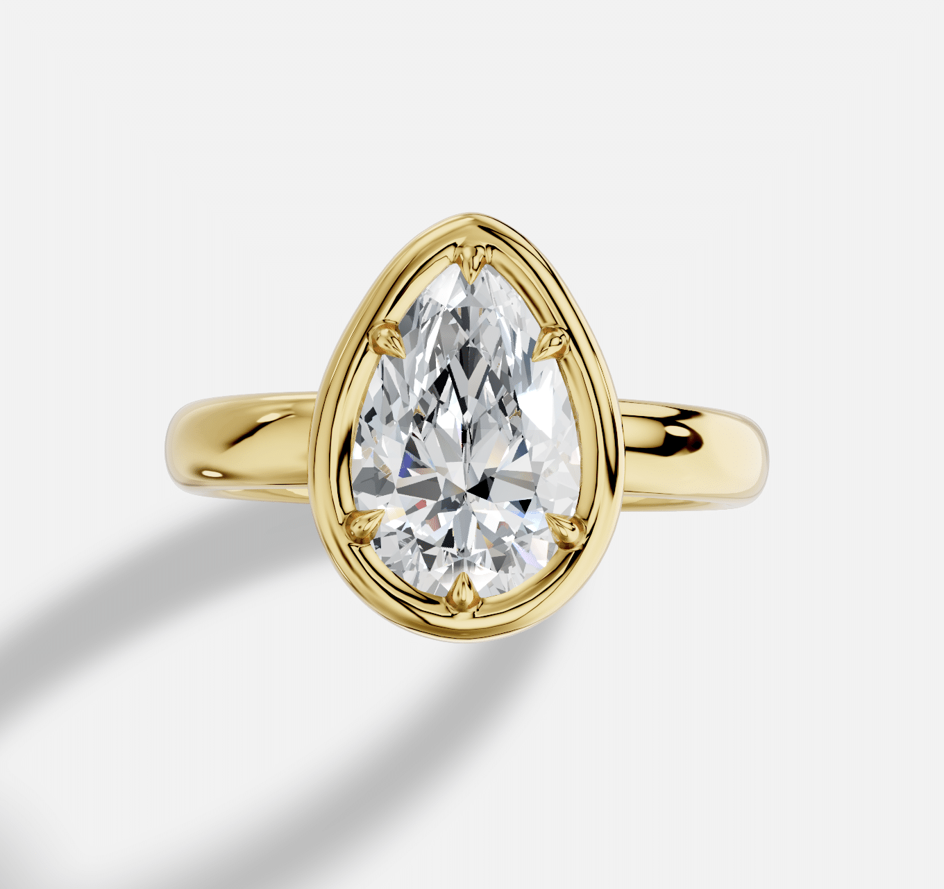 Pear Diamond Ring in 18K Yellow Gold - Image 5