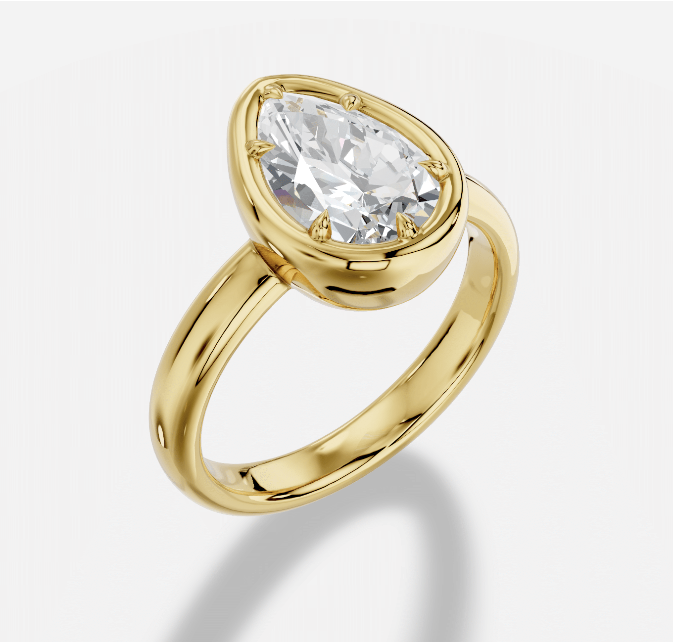 Pear Diamond Ring in 18K Yellow Gold - Image 4