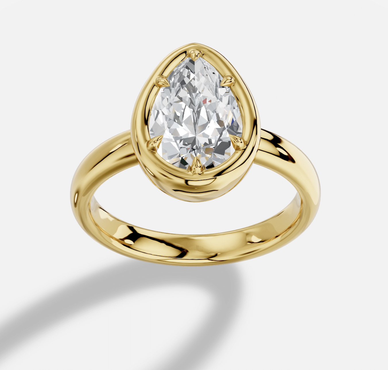 Pear Diamond Ring in 18K Yellow Gold