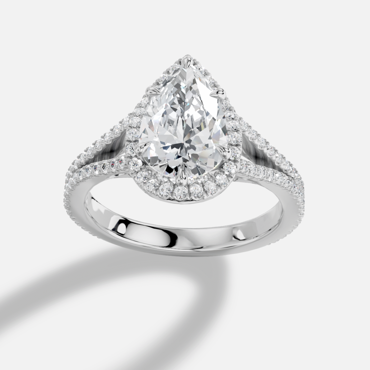 Pear Diamond Ring in 18K White Gold