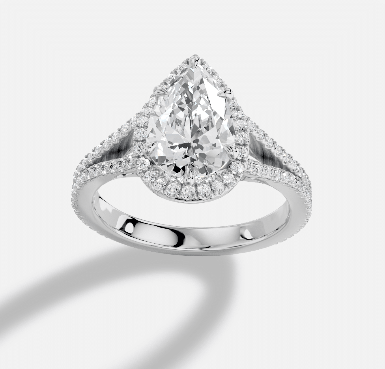 Pear Diamond Ring in 18K White Gold