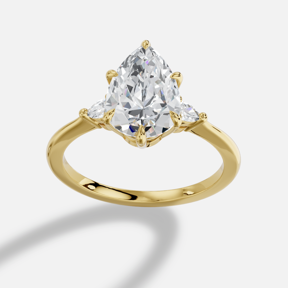 Pear Diamond Ring in 18K Yellow Gold