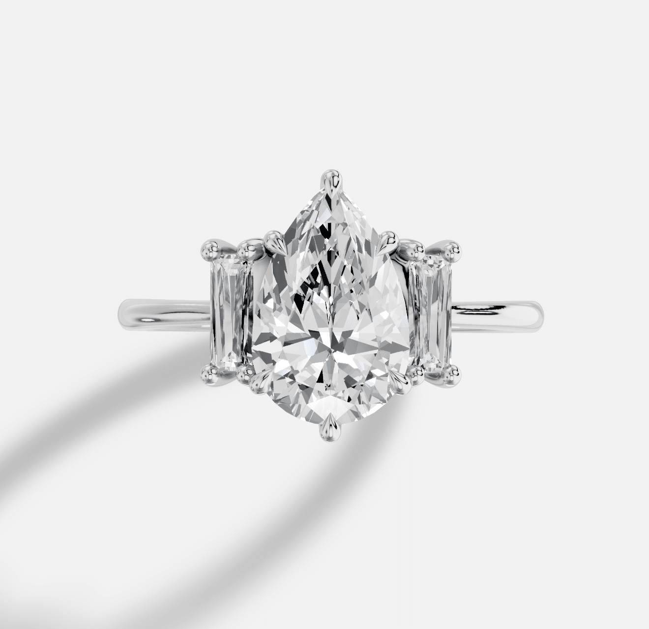 Pear Three Stone Diamond Ring in 18K White Gold - Image 5