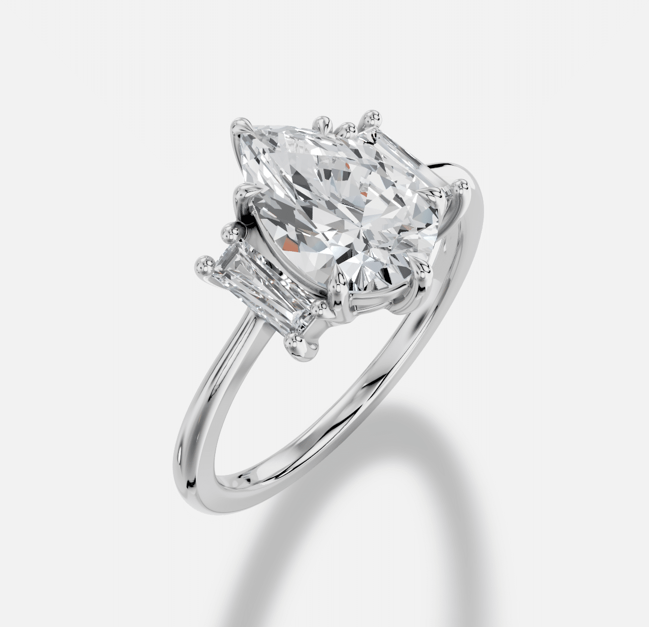 Pear Three Stone Diamond Ring in 18K White Gold - Image 4