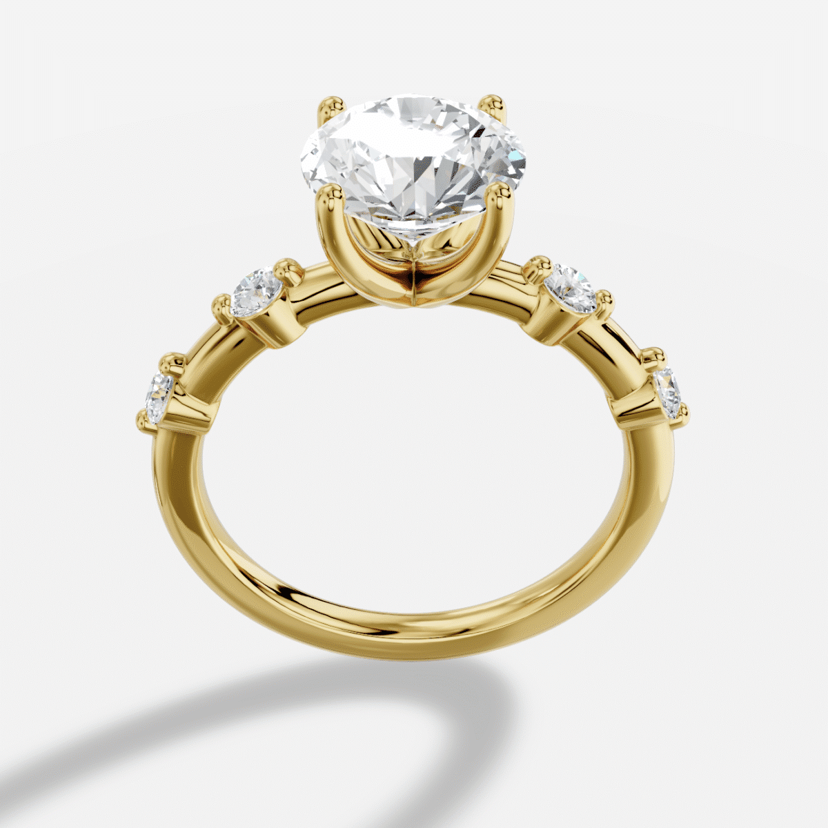 Round  Diamond Ring in 18K Yellow Gold
