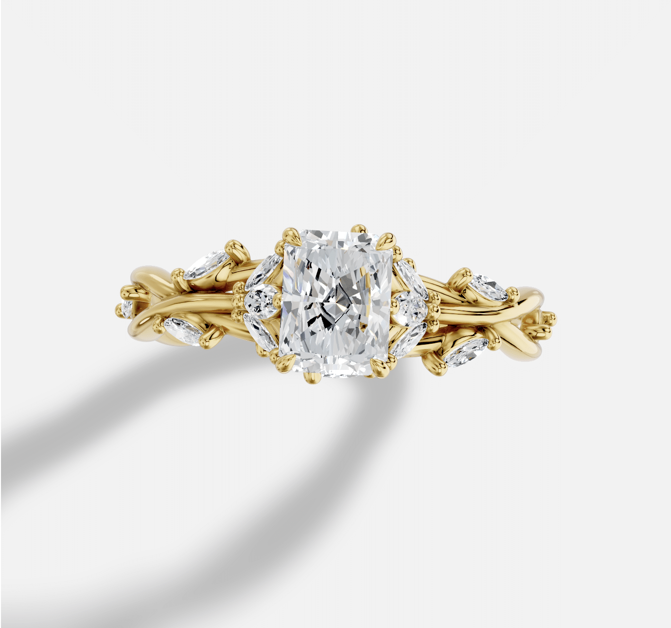 Radiant Diamond Ring in 18K Yellow Gold - Image 2