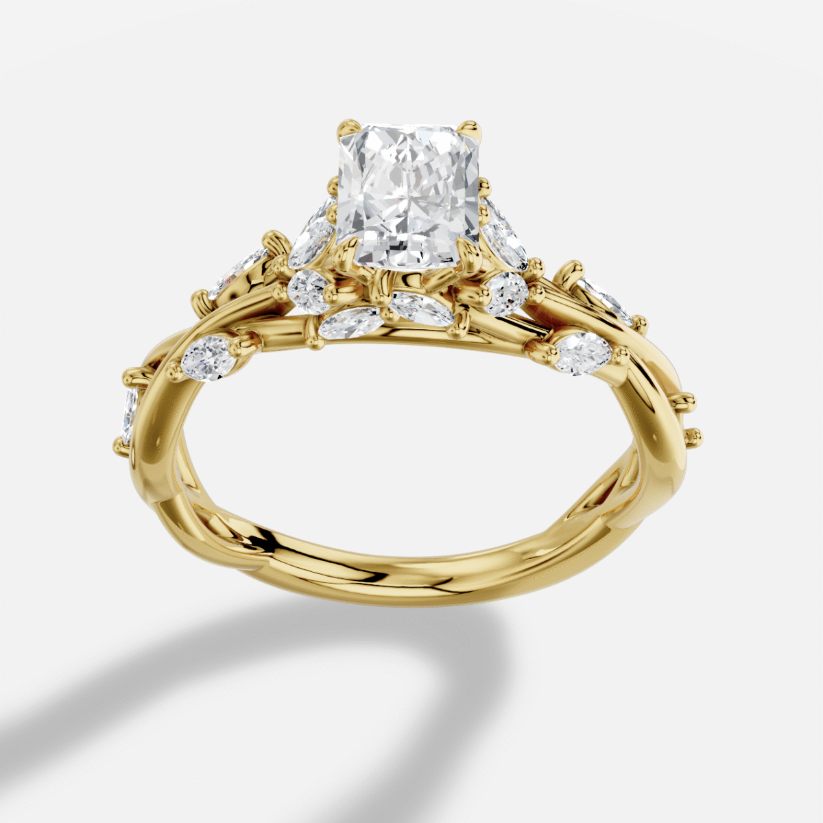 Radiant Diamond Ring in 18K Yellow Gold