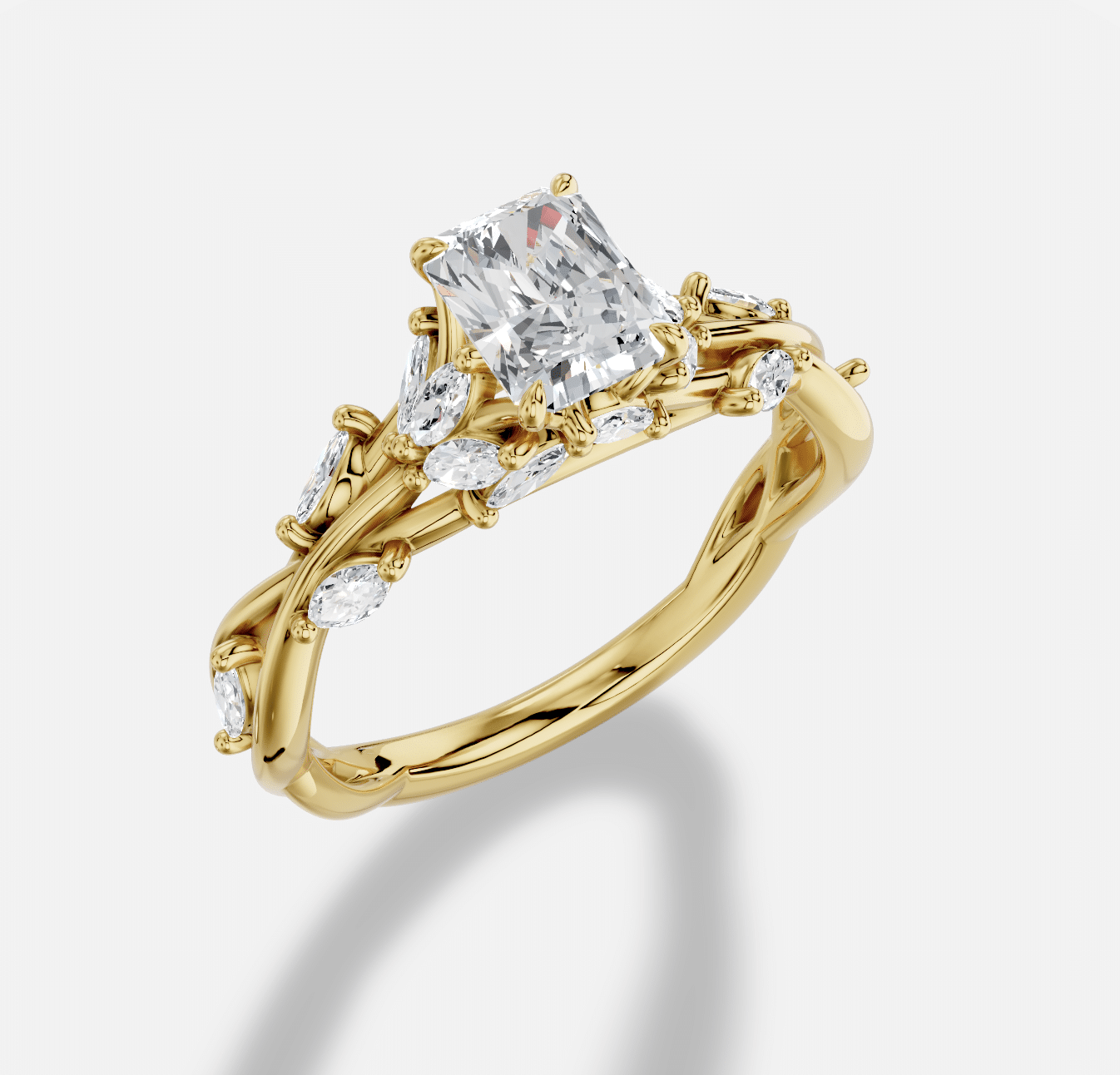 Radiant Diamond Ring in 18K Yellow Gold - Image 4