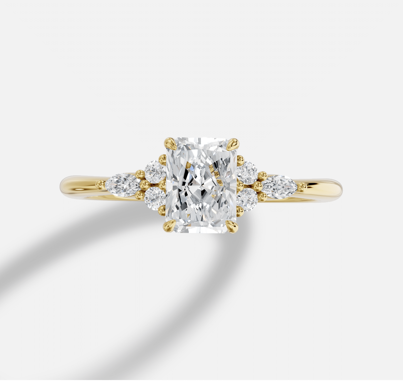 Radiant Diamond Ring in 18K Yellow Gold - Image 6