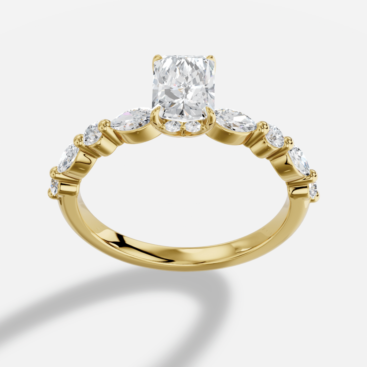Radiant Diamond Ring in 18K Yellow Gold