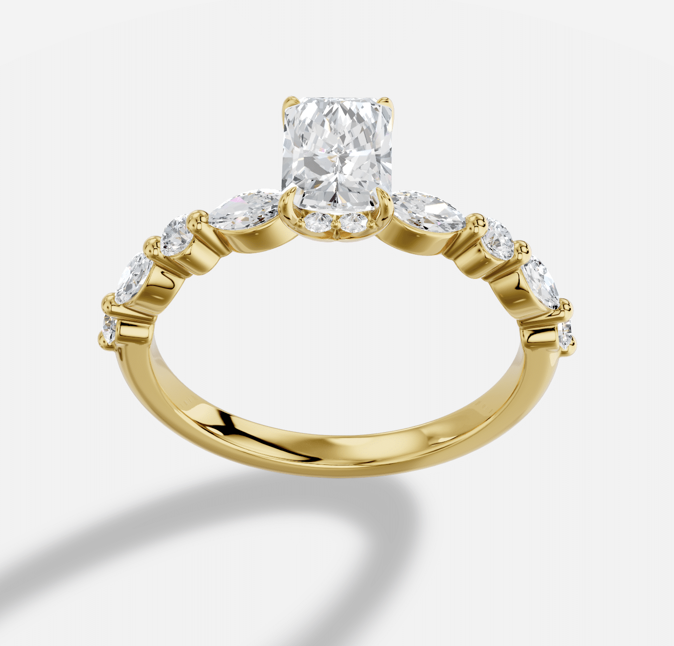 Radiant Diamond Ring in 18K Yellow Gold