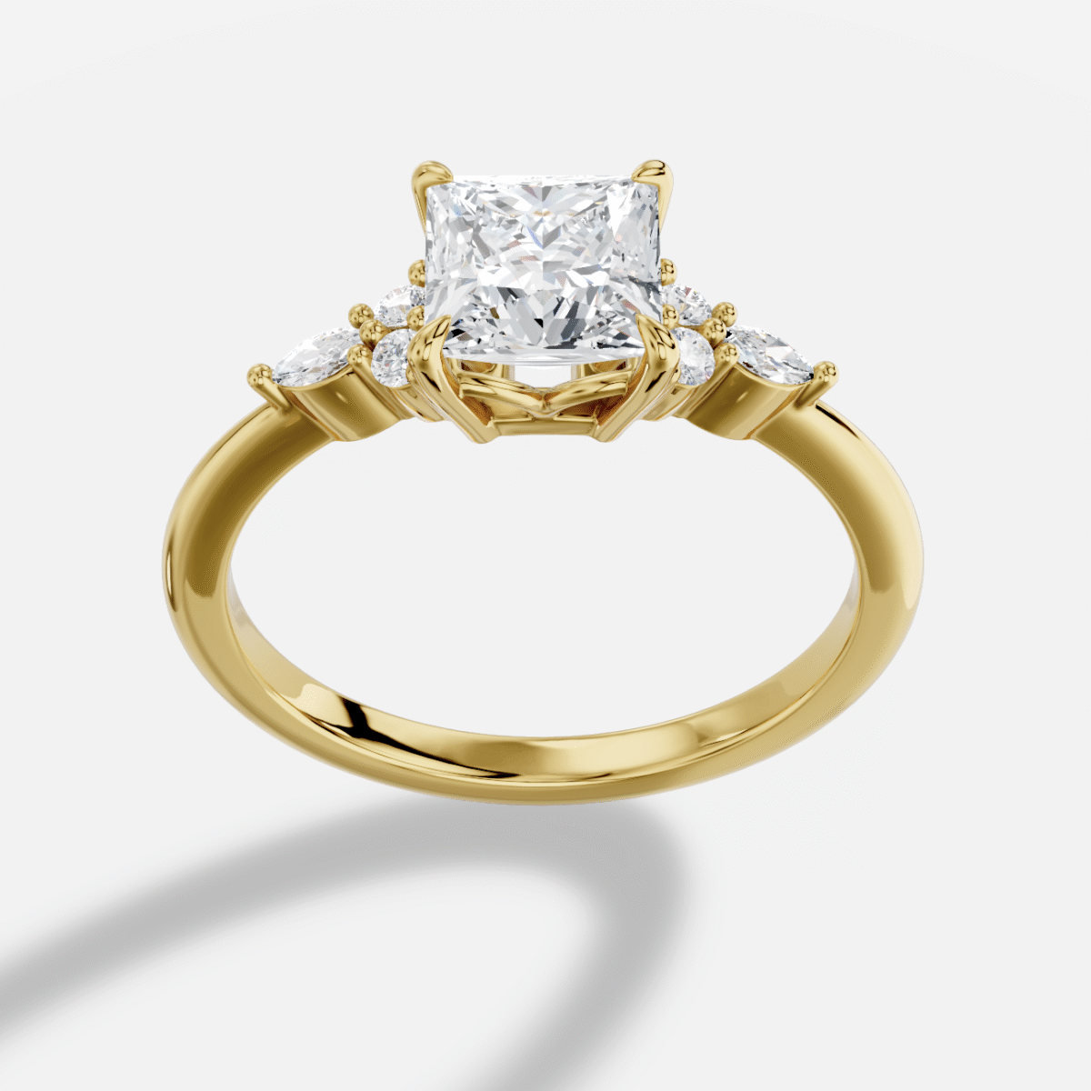 Princess Diamond Ring in 18K Yellow Gold