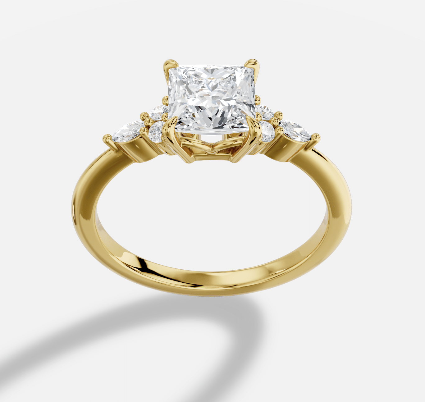Princess Diamond Ring in 18K Yellow Gold