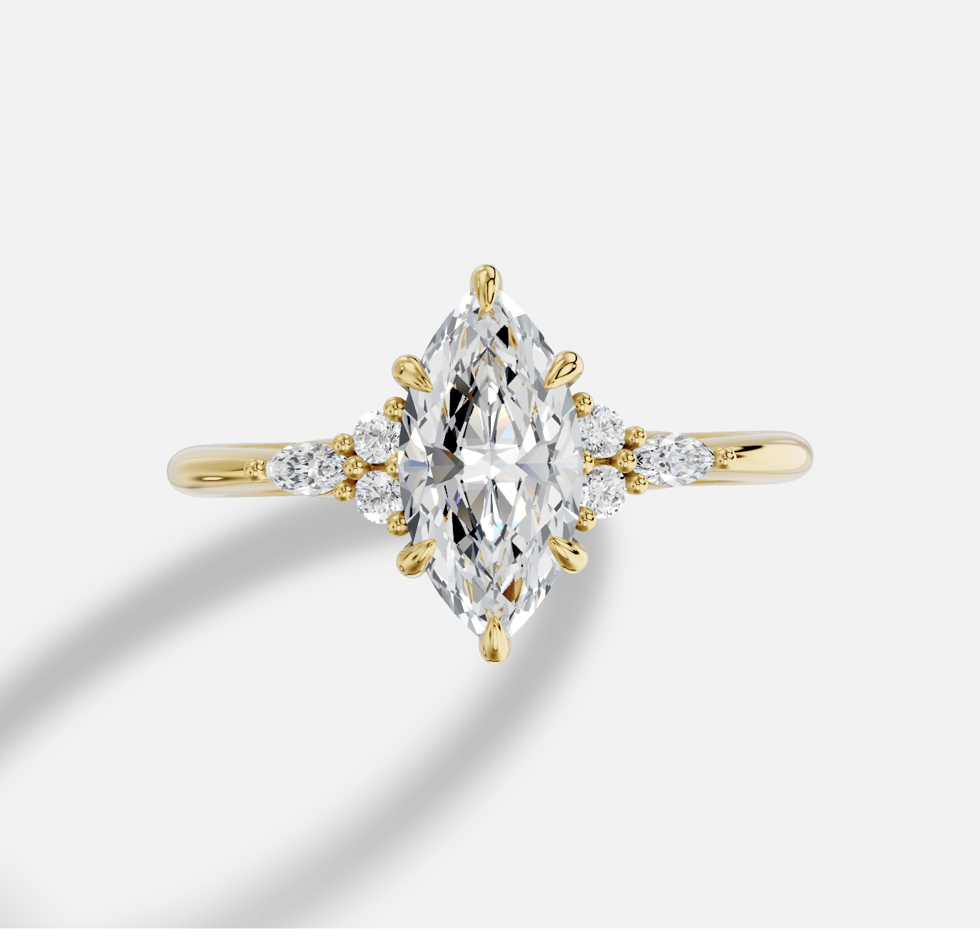 Marquise Diamond Ring in 18K Yellow Gold - Image 5