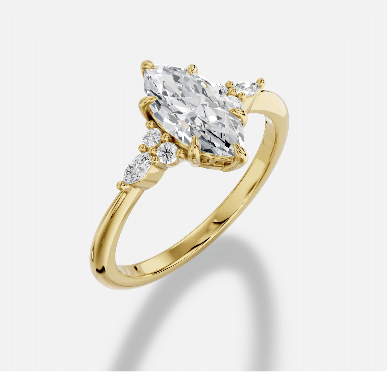 Marquise Diamond Ring in 18K Yellow Gold - Image 2