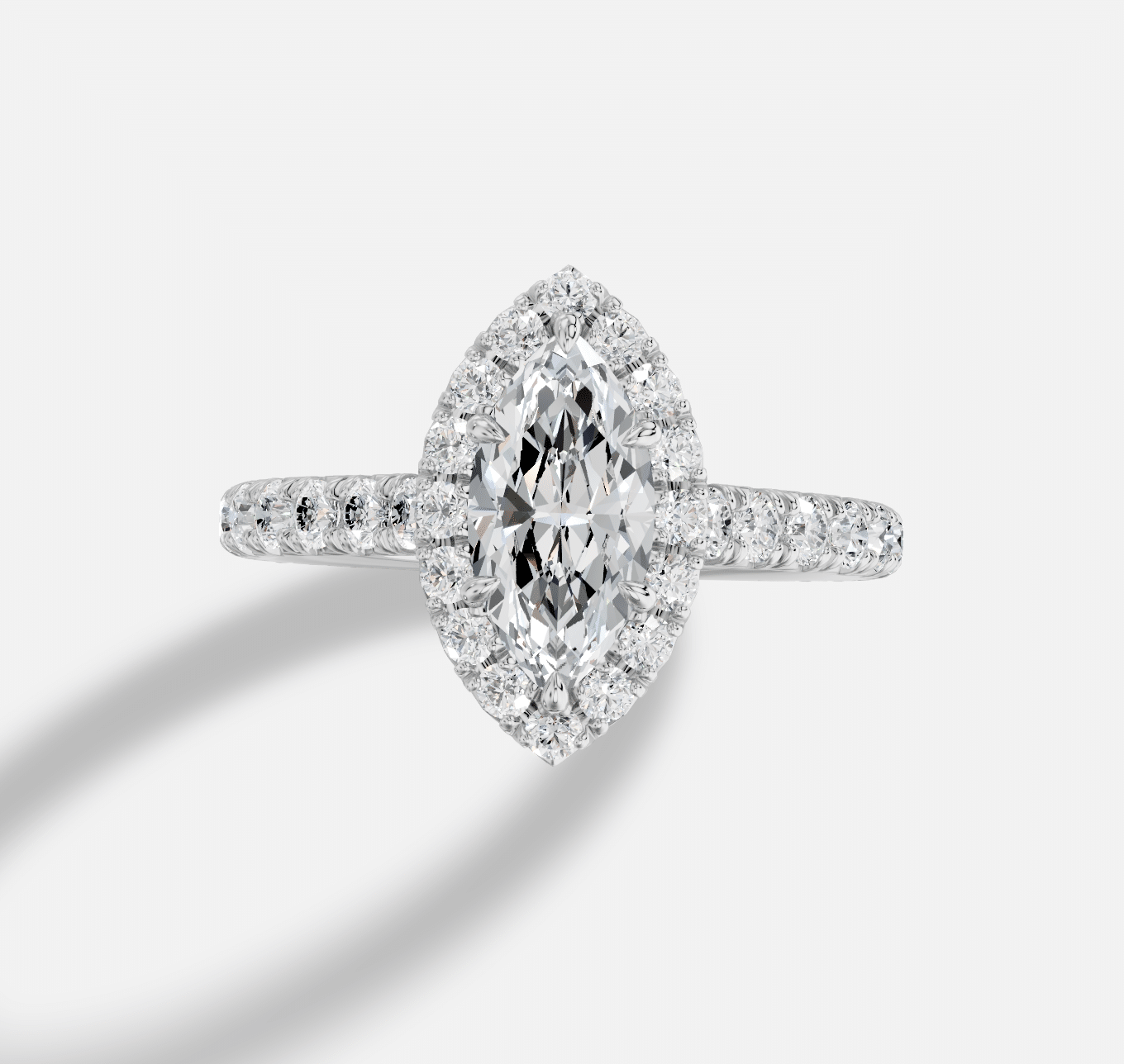 Marquise Diamond Ring in 18K White Gold - Image 3