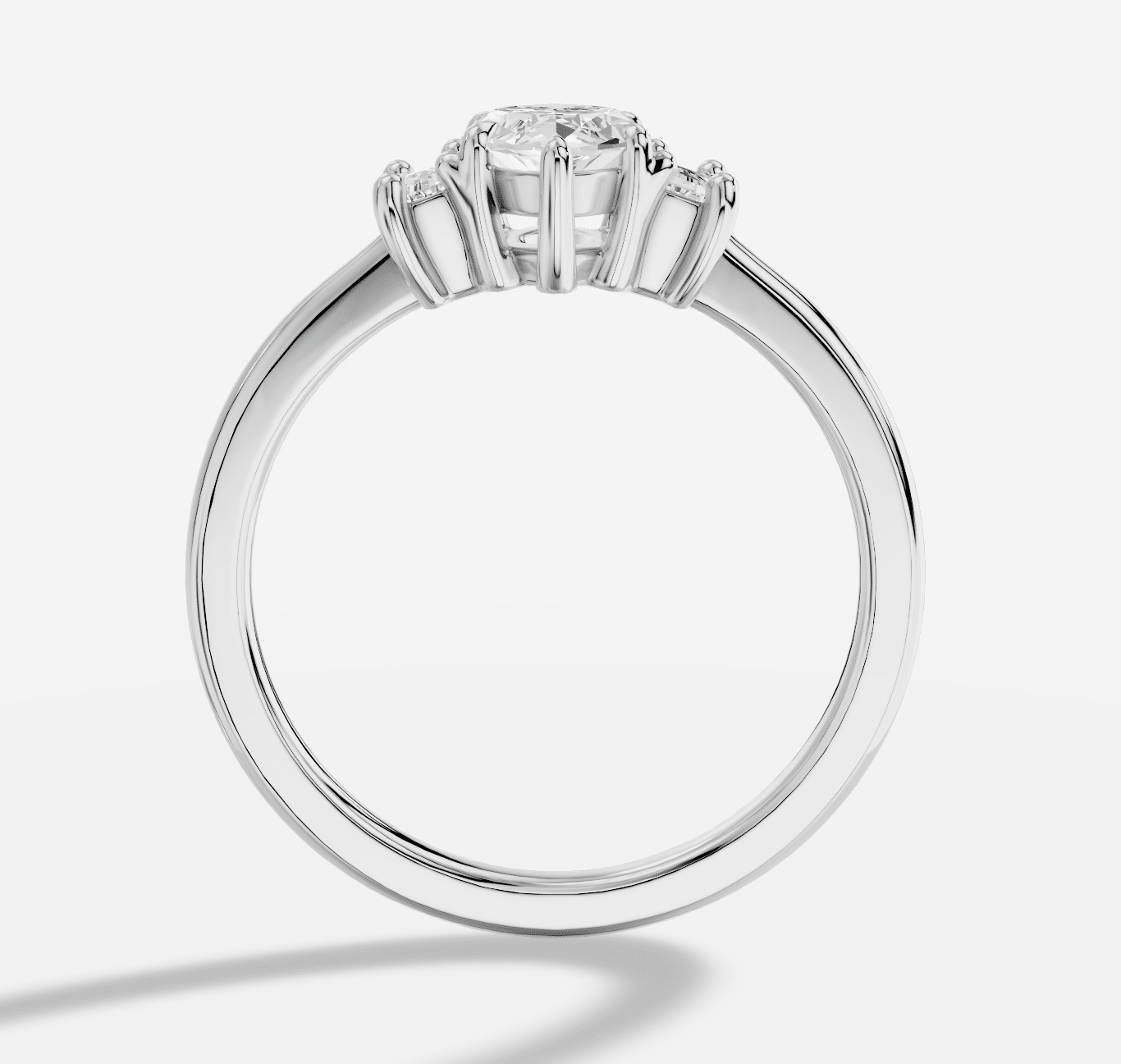 Marquise Three stones Diamond Ring in 18K White Gold - Image 2