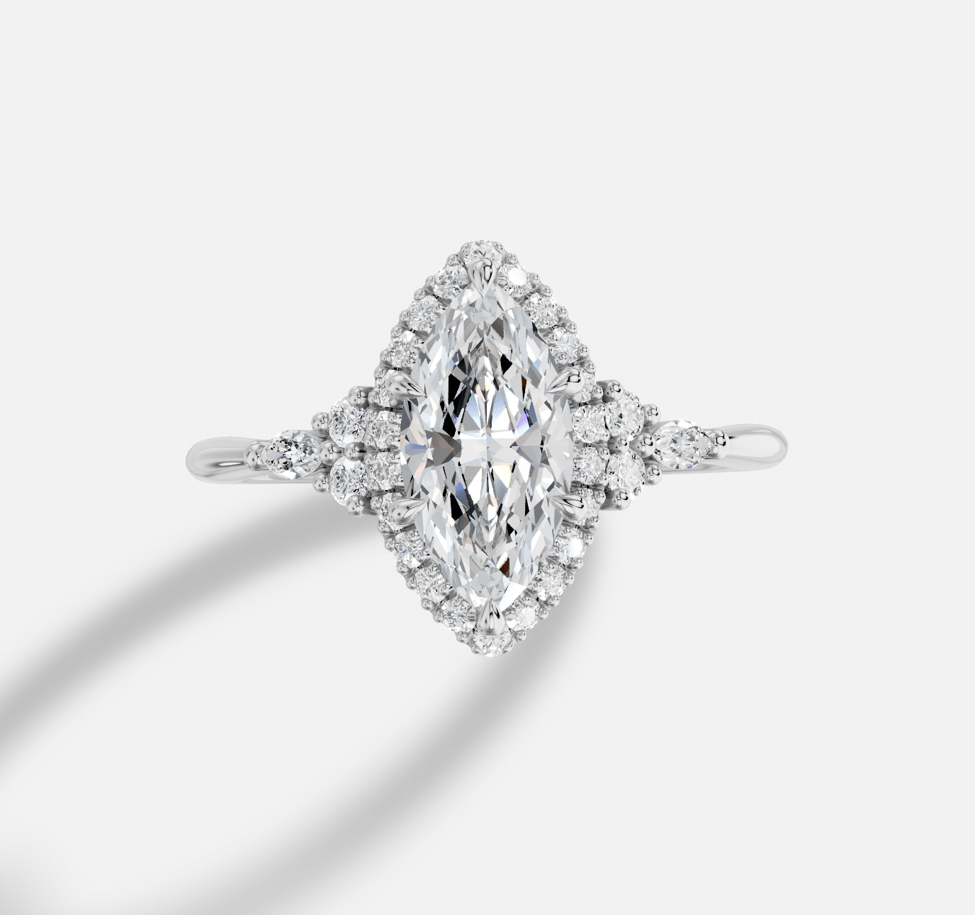 Marquise Diamond Ring in 18K White Gold - Image 3