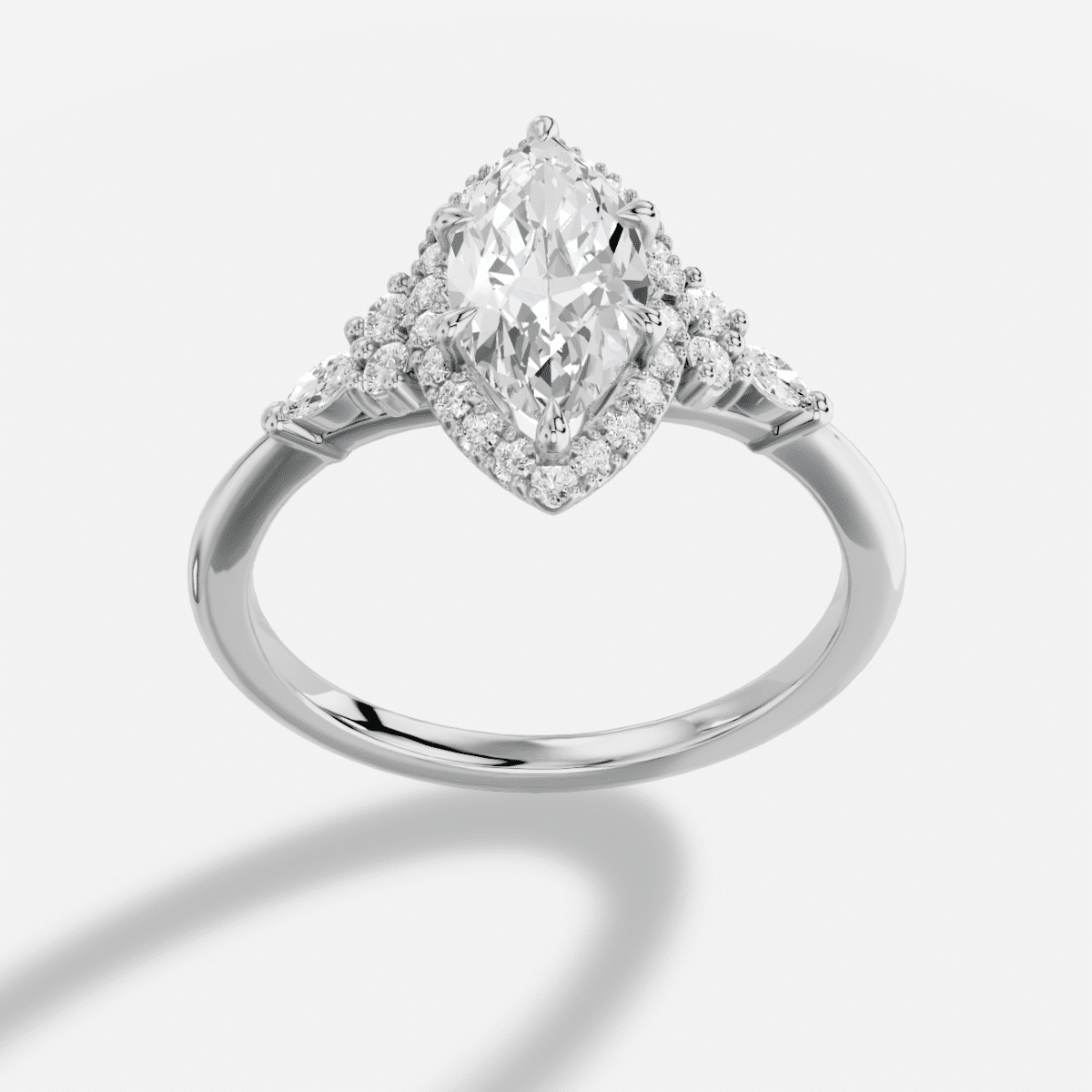 Marquise  Diamond Ring in  18K White Gold
