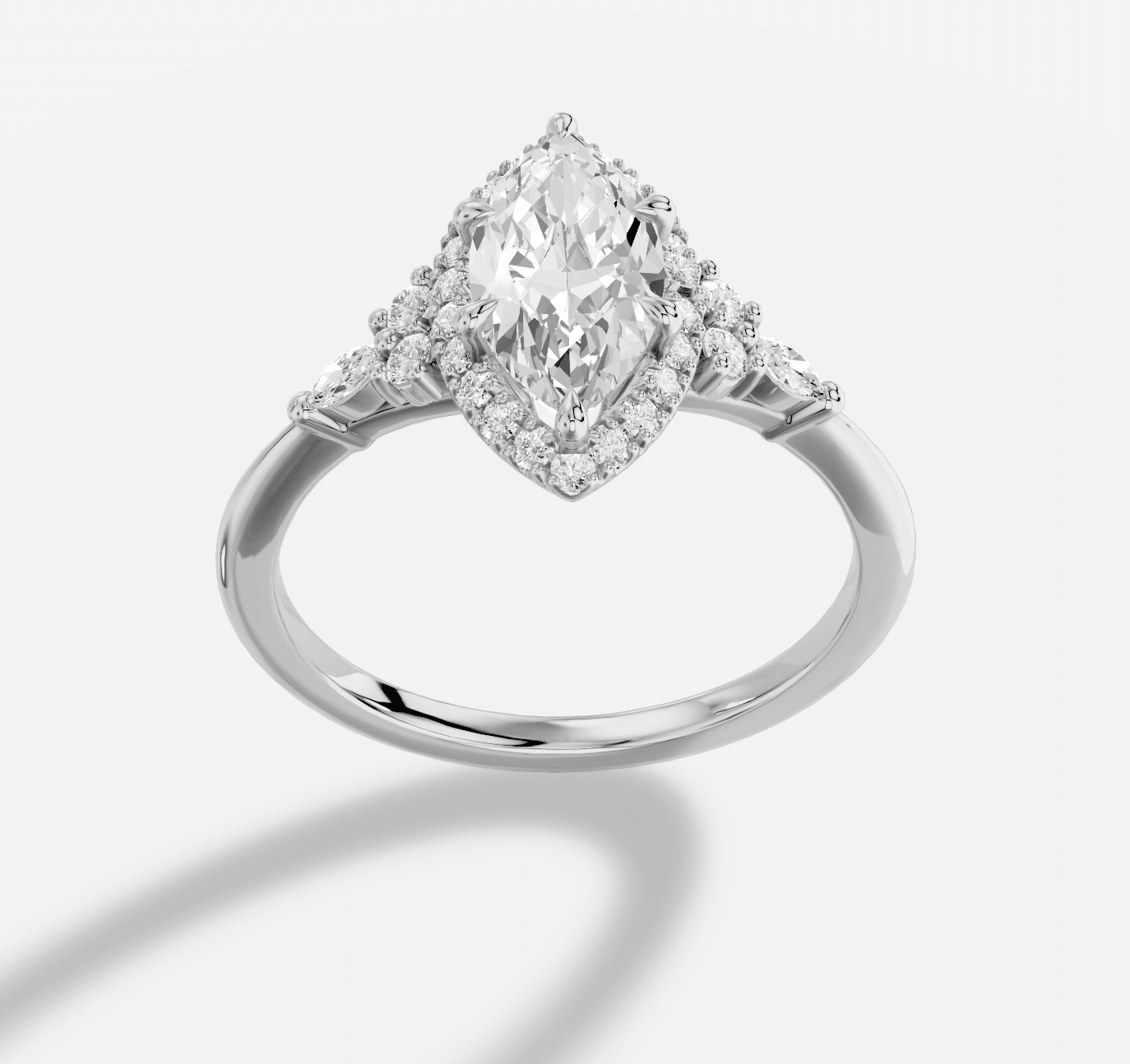 Marquise Diamond Ring in 18K White Gold