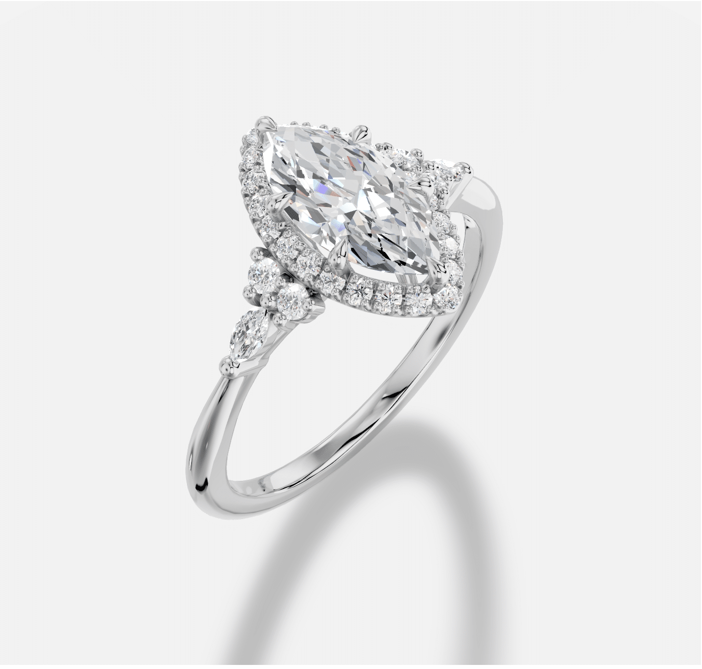 Marquise Diamond Ring in 18K White Gold - Image 2