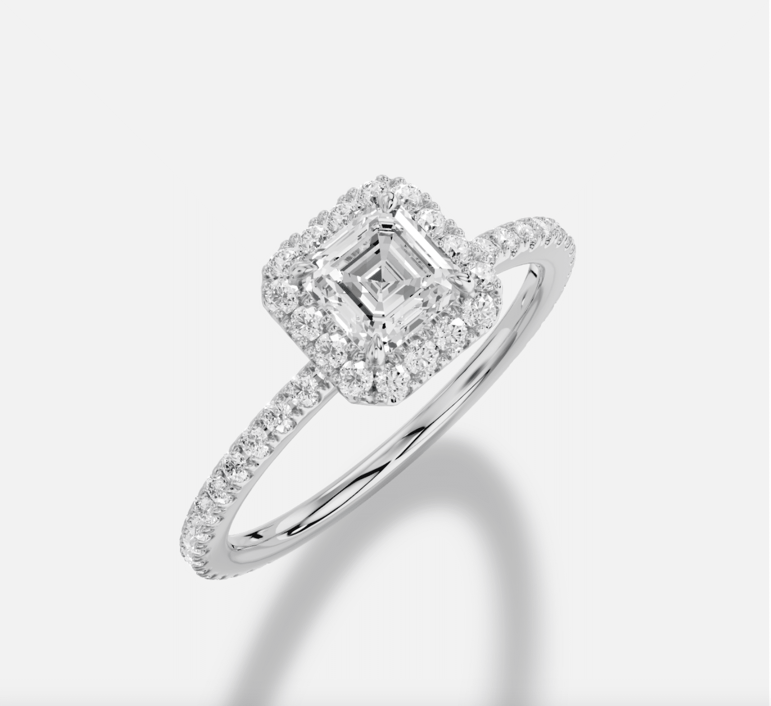 Asscher Diamond Ring in 18K White Gold - Image 4