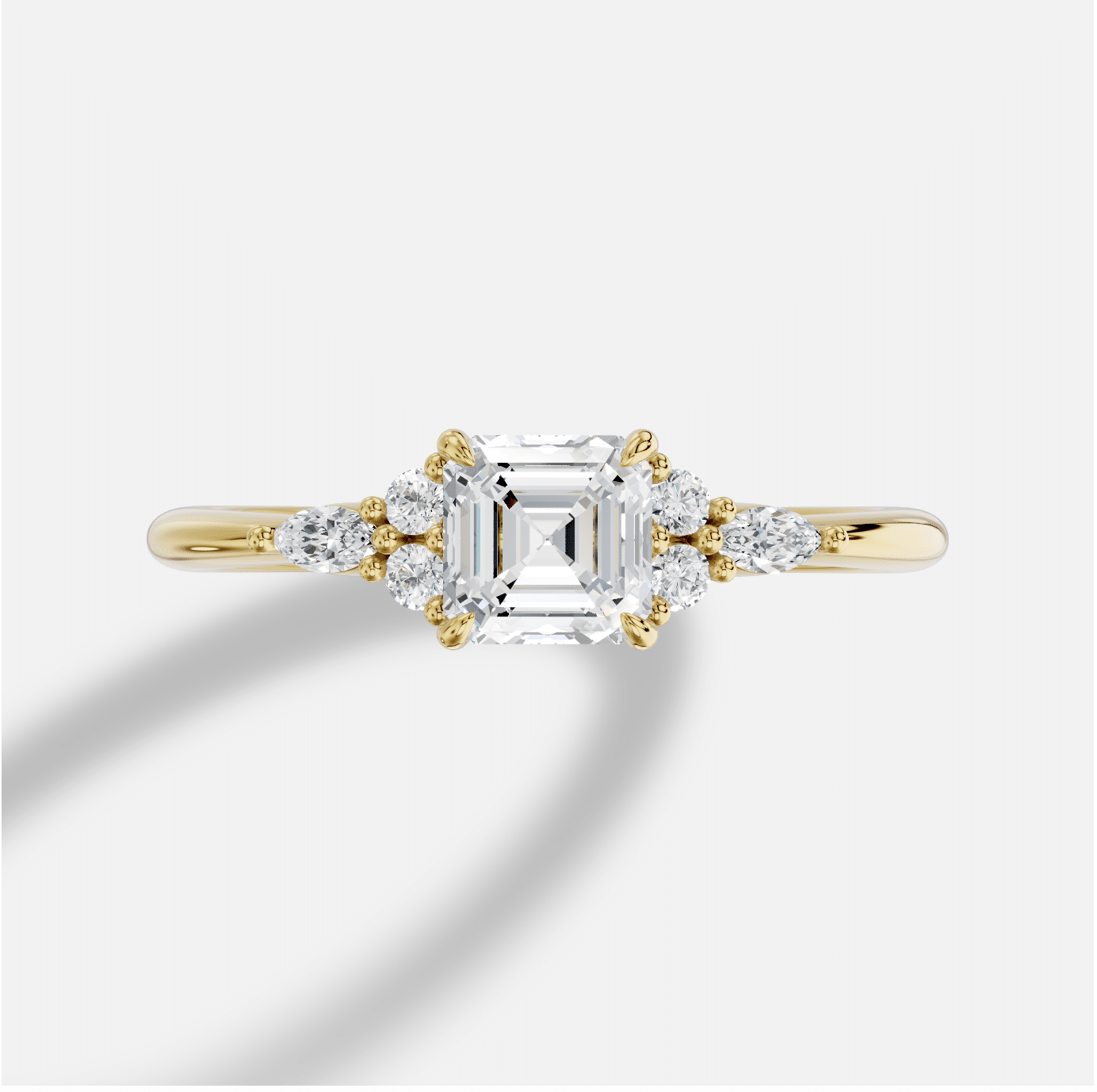 Asscher Diamond Ring in 18K Yellow Gold - Image 5