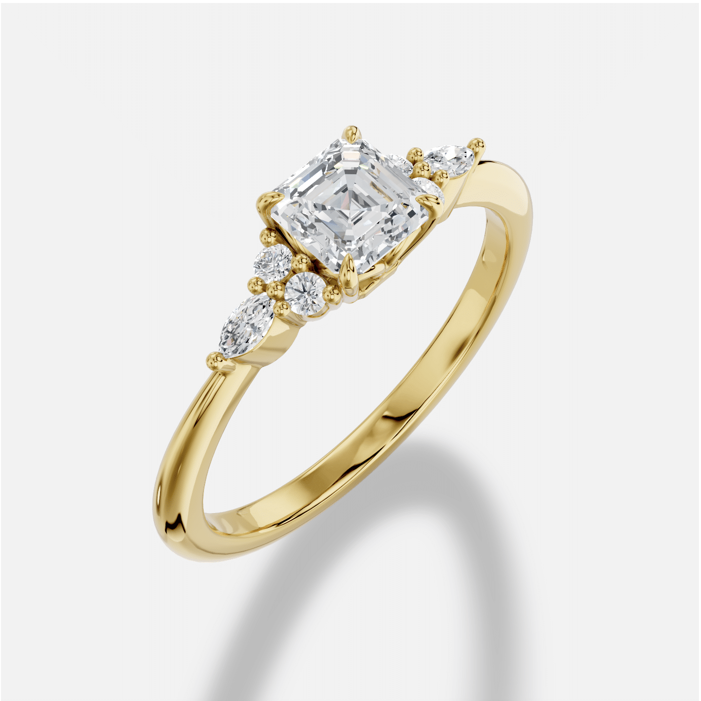 Asscher Diamond Ring in 18K Yellow Gold - Image 3