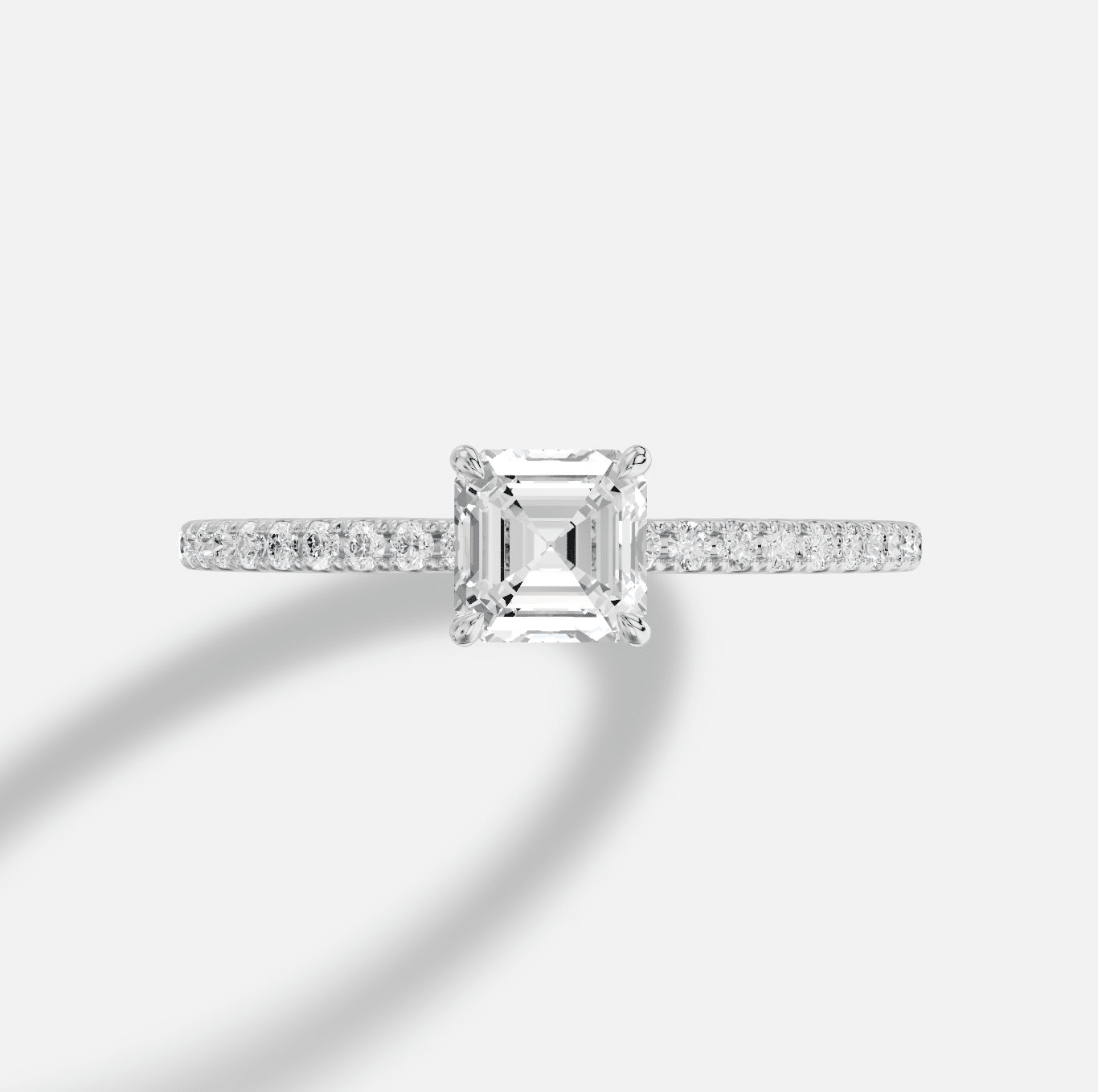 Asscher Diamond Ring in 18K White Gold - Image 4