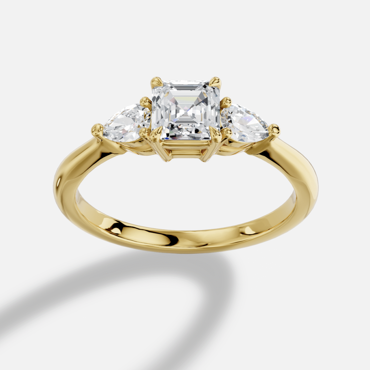 Asscher Diamond Ring in 18K Yellow Gold