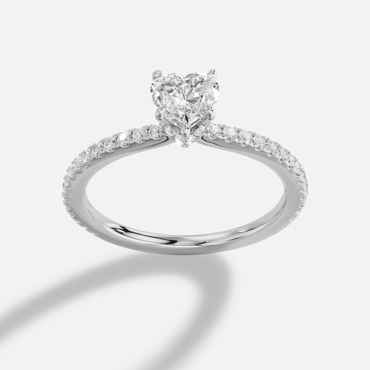 Heart  Diamond Ring in 18K White Gold