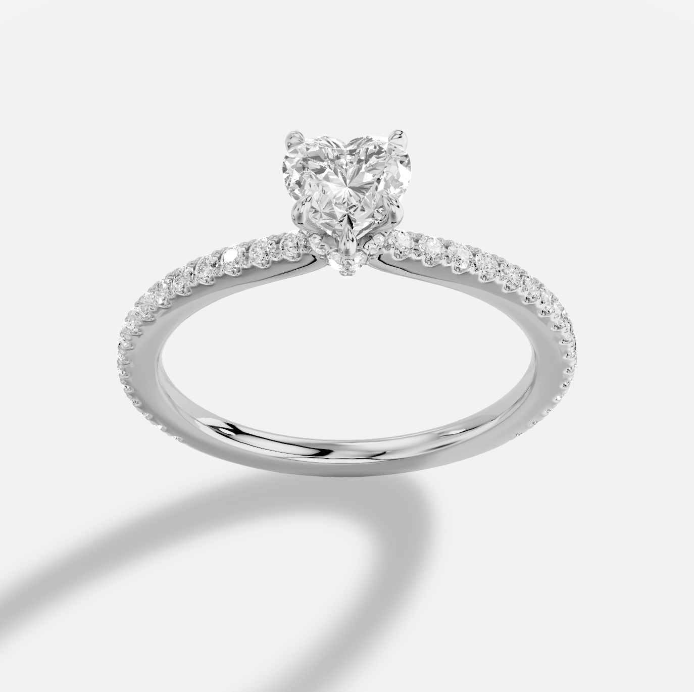 Heart  Diamond Ring in 18K White Gold